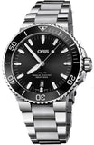 Oris 0173377304134-0782405PEB Aquis Date Men's Watch – Black Dial & Silver Steel Strap