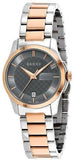 Gucci YA126527 G-Timeless Women's Watch – Grey Dial & Two-Tone Steel Bracelet