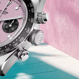 Tudor Black Bay Chrono Pink Dial Silver Steel Strap Watch for Men - M79360N-0019