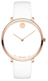 Movado 0607139 Museum 70th Anniversary Quartz Women's Watch – White Dial & White Leather Strap