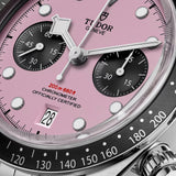 Tudor Black Bay Chrono Pink Dial Silver Steel Strap Watch for Men - M79360N-0019