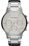 Emporio Armani AR2458 Renato Chronograph Men's Watch – Cream Dial & Silver Steel Strap