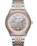 Emporio Armani AR60002 Meccanico Men's Watch – White Dial & Two-Tone Stainless Steel Strap
