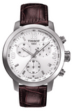 Tissot T055.417.16.017.01 PRC 200 Chronograph Quartz Men's Watch – White Dial & Black Leather Strap