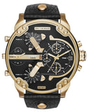 Diesel Mr Daddy Chronograph Black Dial Black Leather Strap Watch For Men - DZ7371