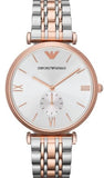 Emporio Armani AR1677 Retro Quartz Men's Watch – Silver Dial & Two-Tone Steel Strap