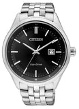 Citizen Eco-Drive BM7250-56E Men's Watch – Black Dial with Silver Steel Bracelet