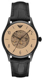 Emporio Armani AR1923 Meccanico Men's Watch – White Dial & Black Leather Strap