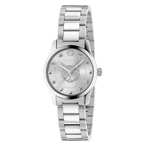 Gucci G Timeless Quartz Silver Dial Silver Steel Strap Watch For Women - YA126595