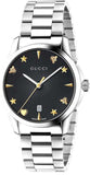 Gucci YA1264029A G-Timeless Women's Watch – Black Dial & Silver Steel Bracelet