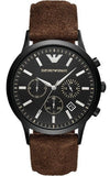 Emporio Armani AR11078 Chronograph Men's Watch – Black Dial & Brown Leather Strap