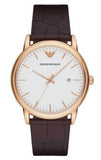 Emporio Armani AR2502 Luigi Quartz Men's Watch – White Dial & Brown Leather Strap