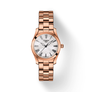 Tissot T Wave Mother of Pearl Dial Rose Gold Steel Strap Watch For Women - T112.210.33.113.00