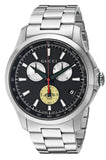 Gucci YA126267 G-Timeless Chronograph Men's Watch – Black Dial & Silver Steel Bracelet