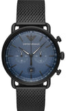 Emporio Armani AR11201 Aviator Chronograph Men's Watch – Blue Dial & Black Mesh Bracelet