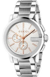Gucci YA101201 G-Chrono Chronograph Men's Watch – Silver Dial & Silver Steel Bracelet