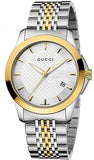 Gucci YA126409 G-Timeless Men's Watch – Silver Dial & Two-Tone Steel Bracelet