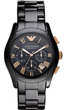 Emporio Armani AR1410 Valente Ceramica Chronograph Men's Watch – Black Dial & Black Steel Strap