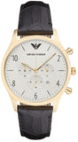 Emporio Armani AR1892 Classic Chronograph Men's Watch – White Dial & Black Leather Strap