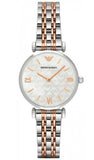 Emporio Armani AR1987 Gianni T-Bar Quartz Women's Watch – Mother of Pearl Dial & Two-Tone Steel Strap