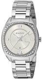 Gucci YA142506 GG2570 Diamonds Women's Watch – White Dial & Silver Steel Bracelet