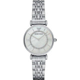 Emporio Armani AR1908 Gianni T-Bar Quartz Women's Watch – Mother of Pearl Dial & Silver Stainless Steel Strap