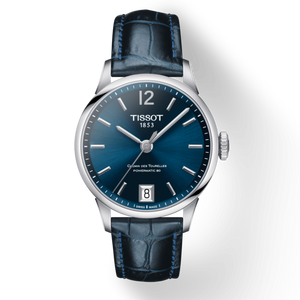 Tissot Chemin Des Tourelles Powermatic 80 Lady Blue Dial Blue Leather Strap Watch For Women - T099.207.16.047.00
