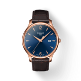 Tissot T Classic Tradition Blue Dial Brown Leather Strap Watch For Men - T063.610.36.047.00
