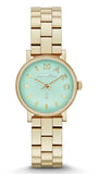 Marc Jacobs MBM3284 Baker Quartz Women’s Watch – Mint Green Dial & Gold Steel Strap