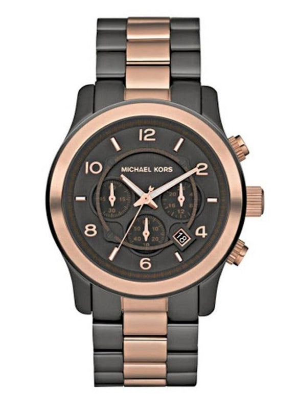 Michael Kors Runway Chronograph Grey Dial Two Tone Steel Strap Unisex Watch - MK8189