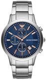 Emporio Armani AR11458 Renato Chronograph Men's Watch – Blue Dial with Silver Steel Strap