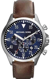 Michael Kors MK8362 Gage Chronograph Men's Watch – Blue Dial & Brown Leather Strap