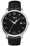 Tissot T063.610.16.057.00 T-Classic Tradition Men's Watch – Black Dial & Black Leather Strap
