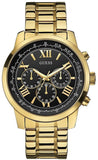 Guess W0379G4 Horizon Men's Watch – Black Dial & Gold Steel Strap with Chronograph