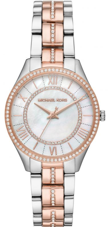 Michael Kors Lauryn Mother of Pearl Dial Two Tone Steel Strap Watch For Women - MK3979