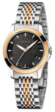 Gucci YA126512 G-Timeless Women's Watch – Black Dial & Two-Tone Steel Bracelet