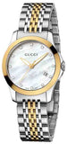 Gucci YA126513 G Timeless Diamonds Women's Watch – Mother of Pearl Dial & Two-Tone Mesh Bracelet