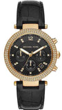 Michael Kors MK6984 Parker Chronograph Quartz Women's Watch – Black Dial & Black Leather Strap