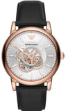 Emporio Armani AR60013 Luigi Automatic Men's Watch – Silver Dial with Black Leather Strap