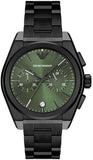 Emporio Armani AR11562 Federico Chronograph Men's Watch – Green Dial with Black Steel Strap