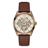 Guess Multi-Function Chronograph White Dial Brown Leather Strap Watch For Men - GW0389G8