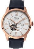 Fossil ME3171 Townsman Automatic Men's Watch – White Dial & Navy Blue Leather Strap