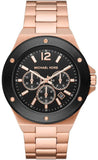 Michael Kors MK8940 Lennox Chronograph Men's Watch – Black Dial & Rose Gold Steel Strap