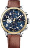 Tommy Hilfiger 1791137 Sport Multifunction Men's Watch – Blue Dial & Brown Leather Strap