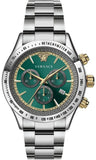 Versace VEV700721 Classic Chronograph Quartz Men's Watch – Green Dial & Silver Steel Strap