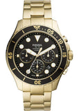 Fossil FS5727 FB-03 Chronograph Men’s Watch – Black Dial & Gold Steel Strap