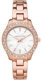 Michael Kors MK4557 Liliane Three-Hand Women's Watch – Mother of Pearl White Dial & Rose Gold Steel Strap