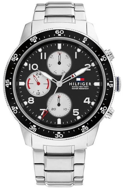 Tommy Hilfiger Jimmy Multifunction Black Dial Silver Steel Strap Watch For Men - 1791950