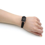 Daniel Wellington DW00100435 Quadro Sheffield Women's Watch – Black Dial & Leather Strap