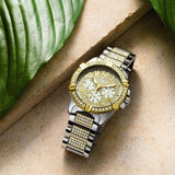 Guess W0799G4 Frontier Chronograph Men’s Watch – Silver Dial & Two Tone Steel Strap with Crystals